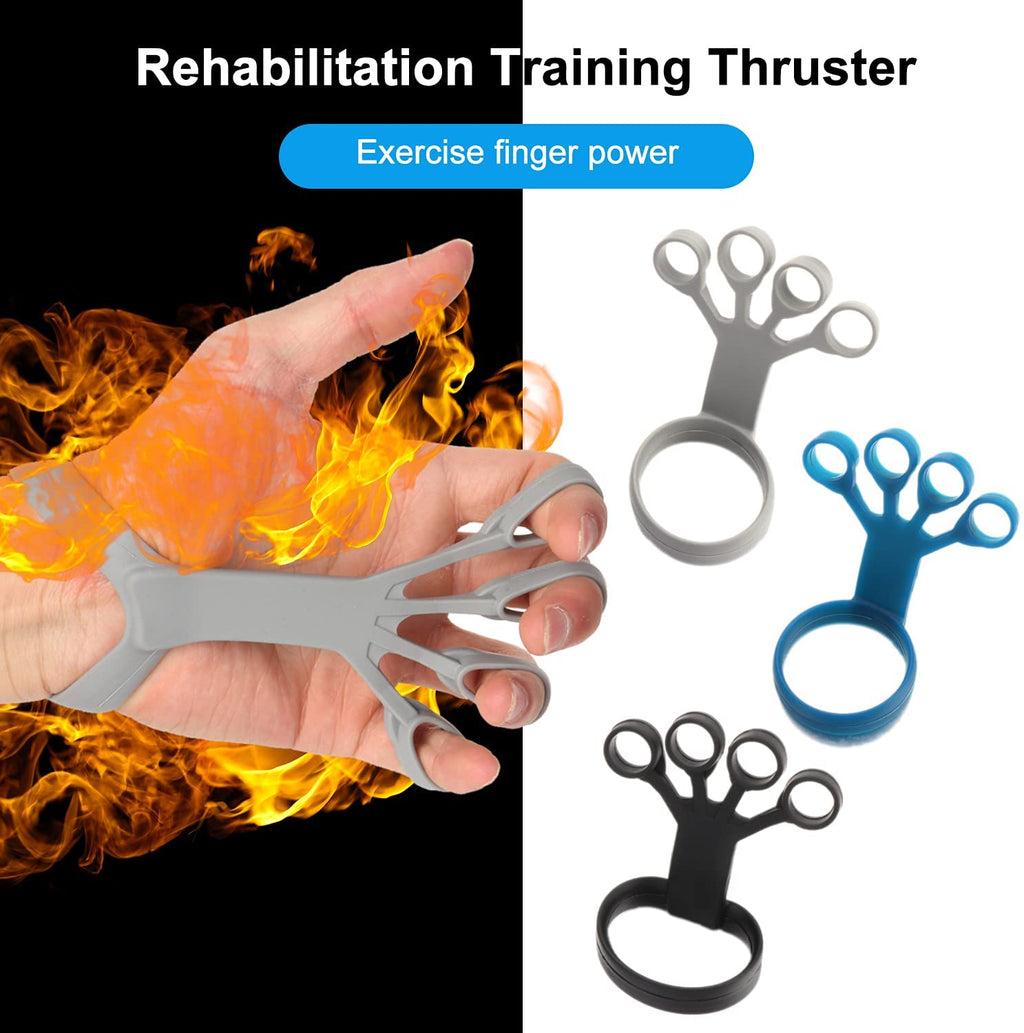 Fingertrainer aus Silikon in Schwarz, Blau und Grau